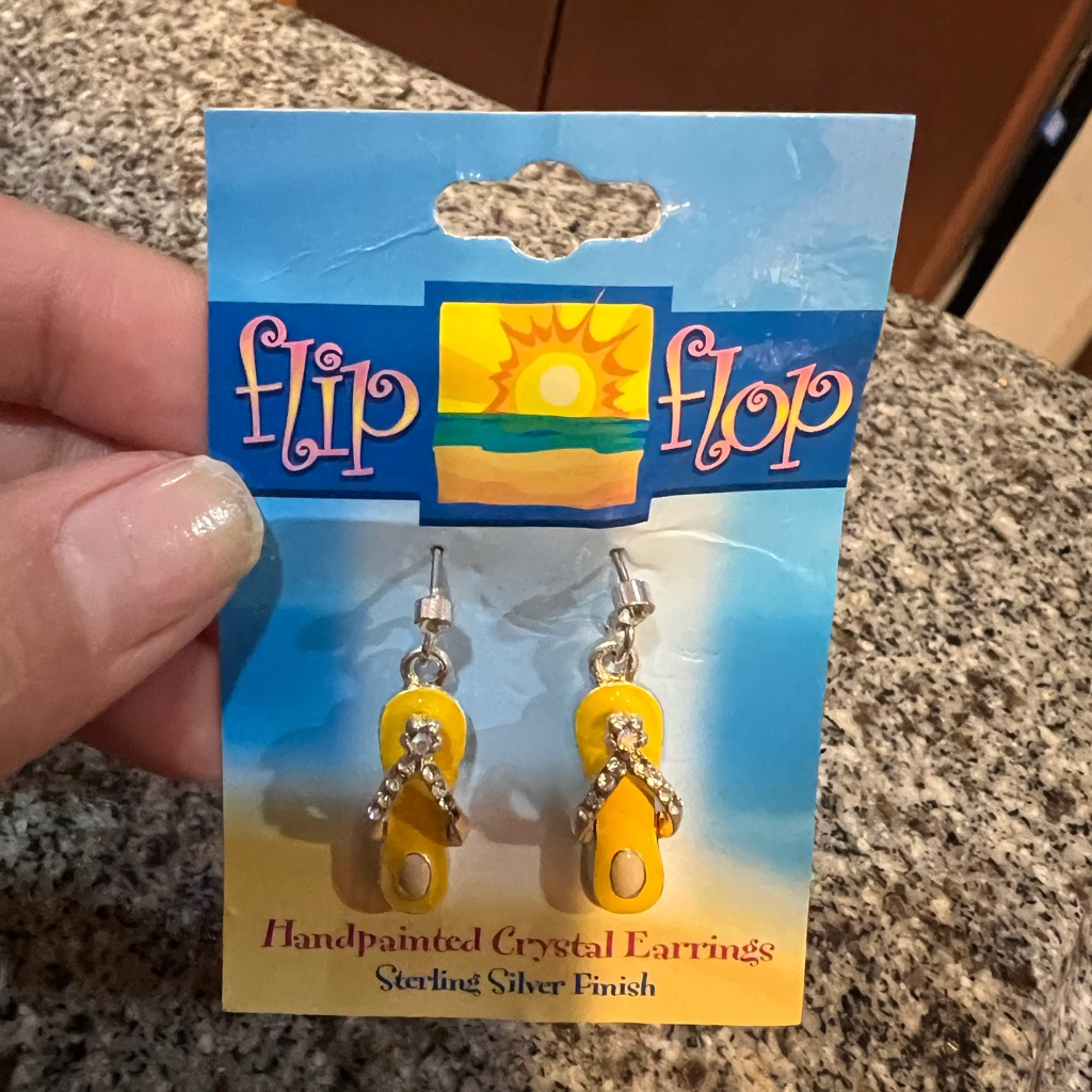 Brand New FlipFlop Earrings Hypoallergenic Post Hand Painted Crystal
